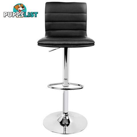 Set of 2 PU Leather Kitchen Bar Stool Black