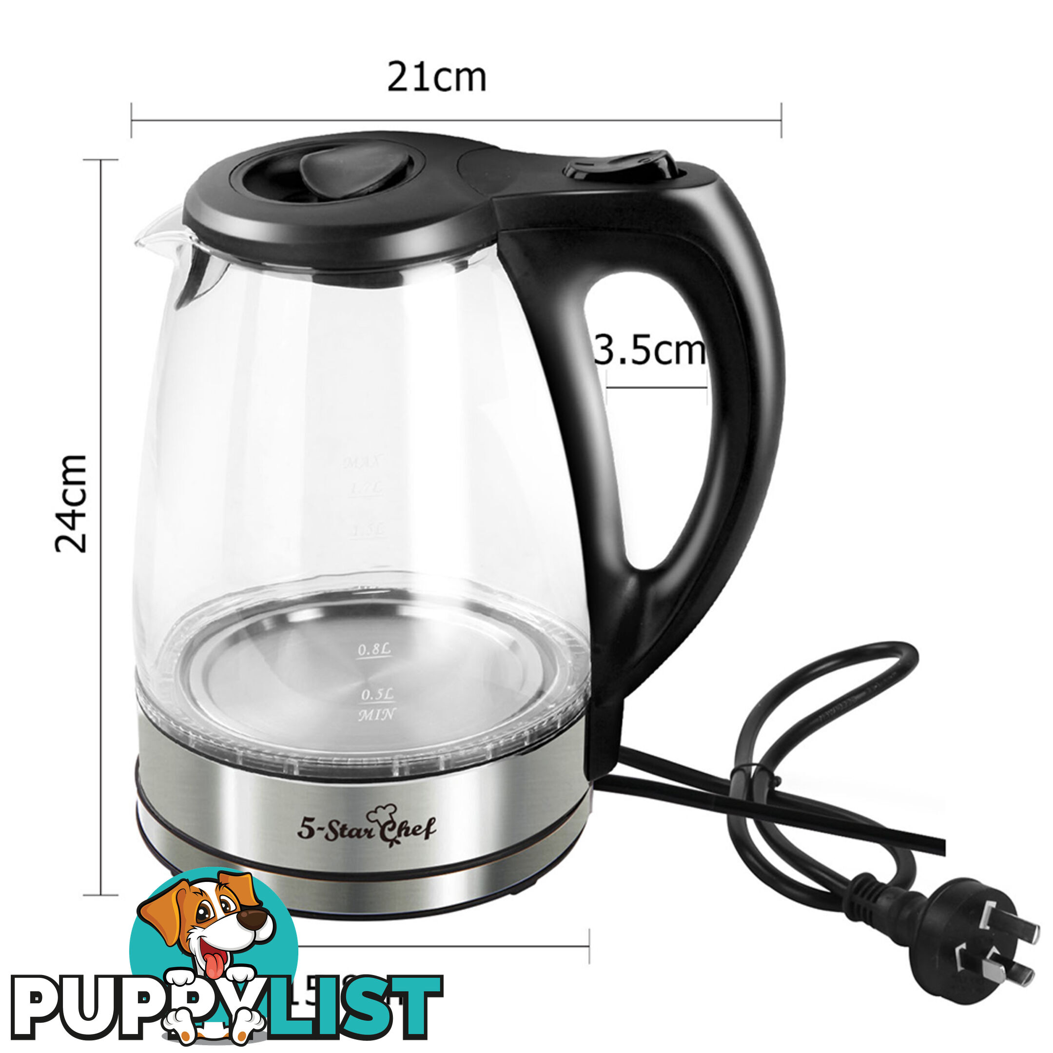 Glass Kettle with Blue LED Light - 1.7L