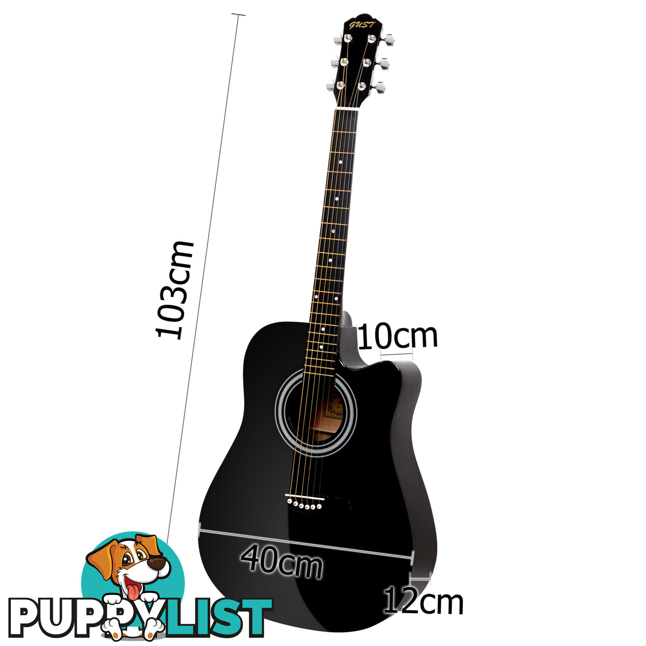 41" 5- Band EQ Electric Acoustic Guitar Full Size Black