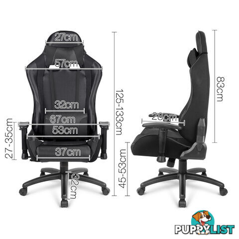 PU Leather & Mesh Reclining Office Desk Gaming Executive Chair - Black