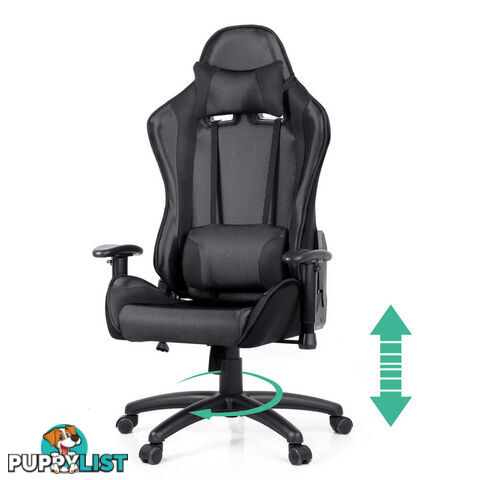 PU Leather & Mesh Reclining Office Desk Gaming Executive Chair - Black