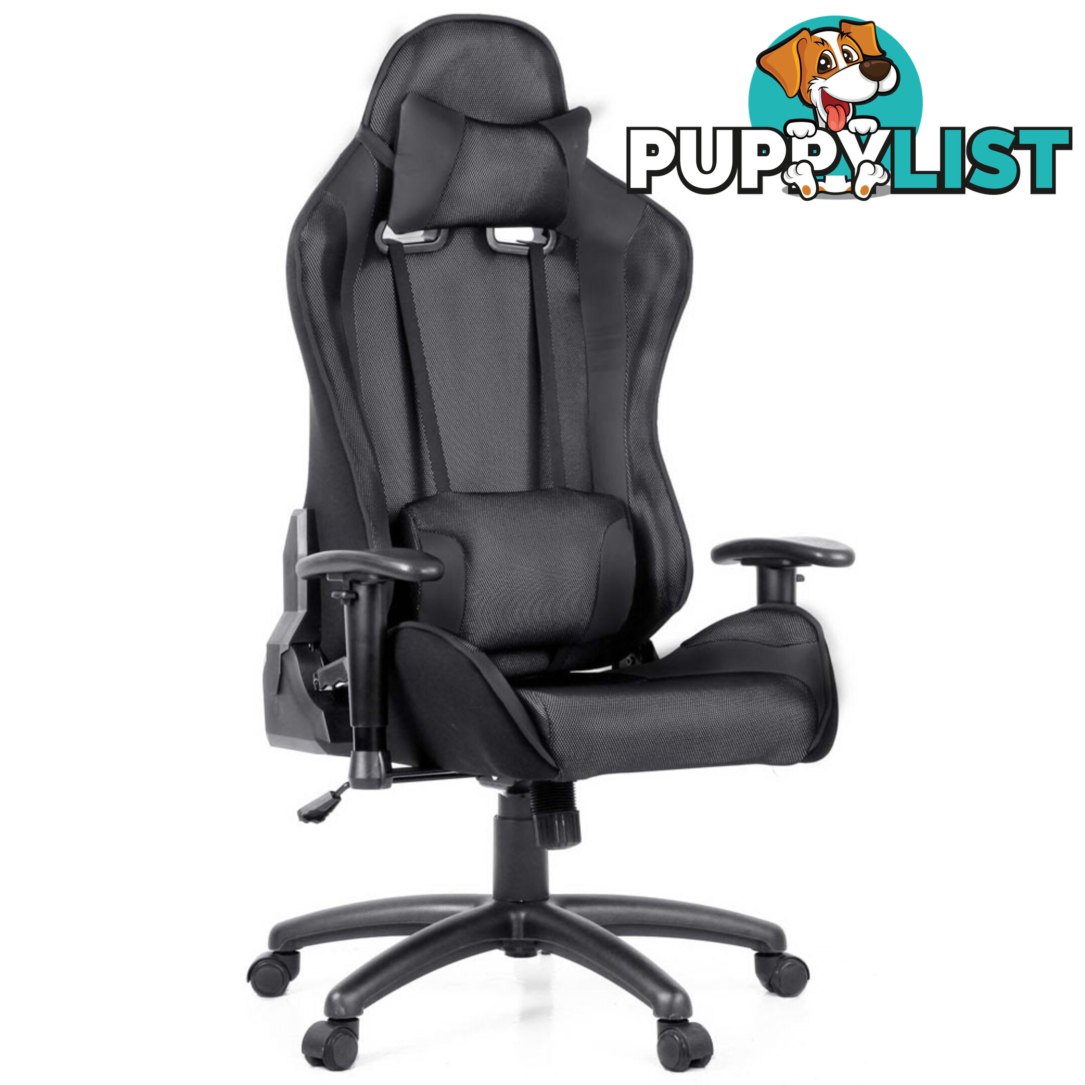 PU Leather & Mesh Reclining Office Desk Gaming Executive Chair - Black