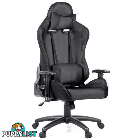 PU Leather & Mesh Reclining Office Desk Gaming Executive Chair - Black