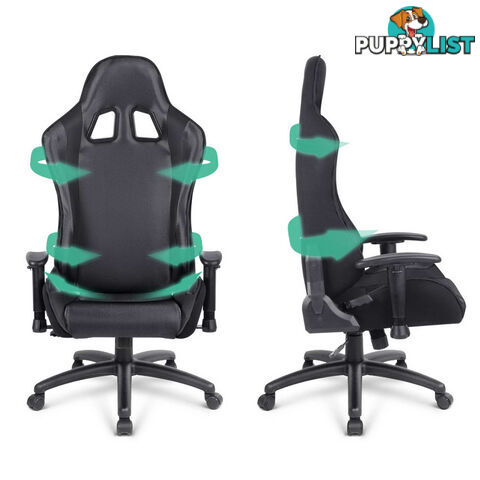 PU Leather & Mesh Reclining Office Desk Gaming Executive Chair - Black