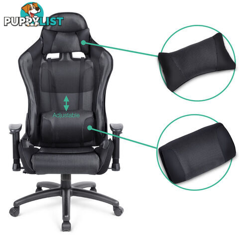 PU Leather & Mesh Reclining Office Desk Gaming Executive Chair - Black