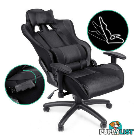 PU Leather & Mesh Reclining Office Desk Gaming Executive Chair - Black