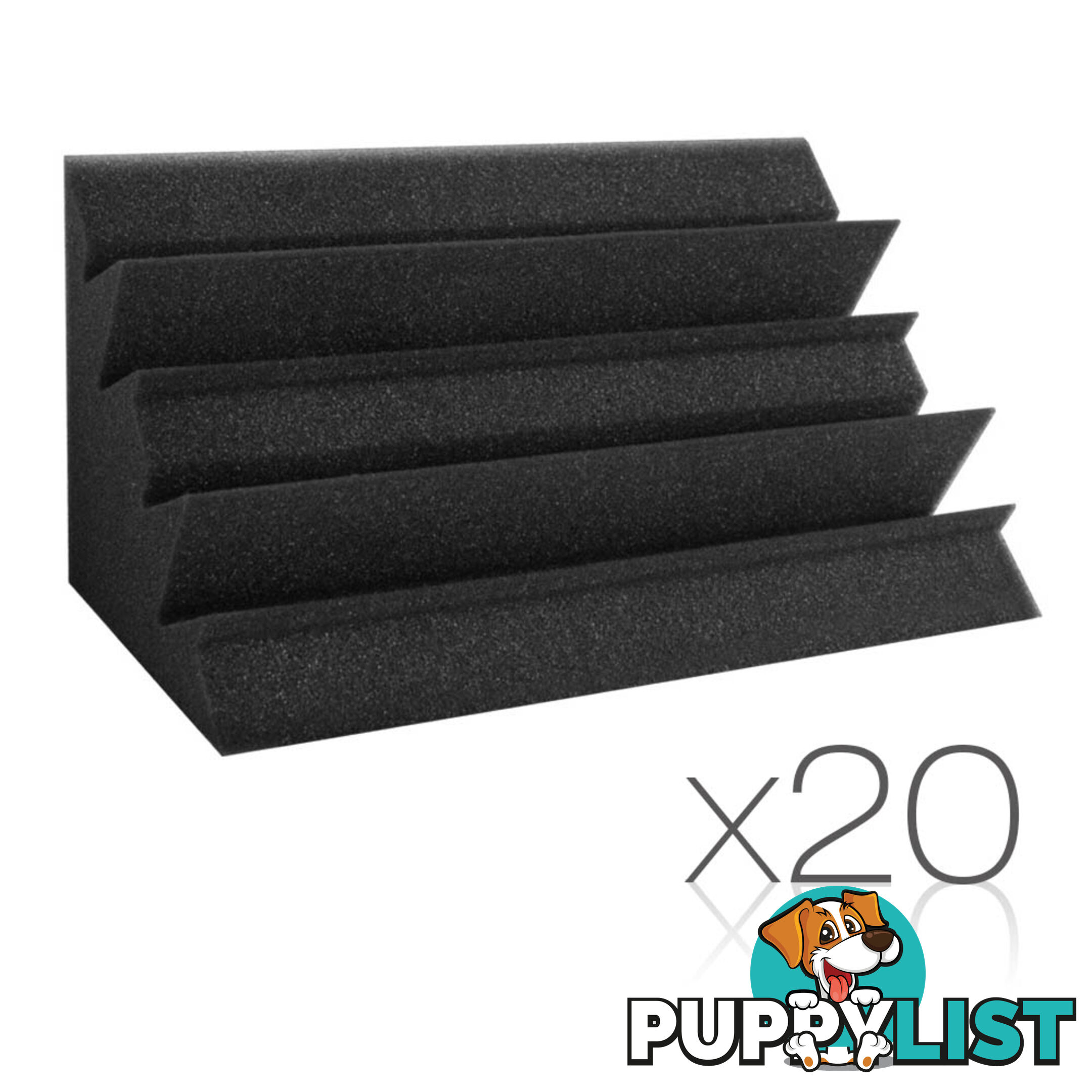 Set of 20 Studio Corner Bass Trap Acoustic Foam Black