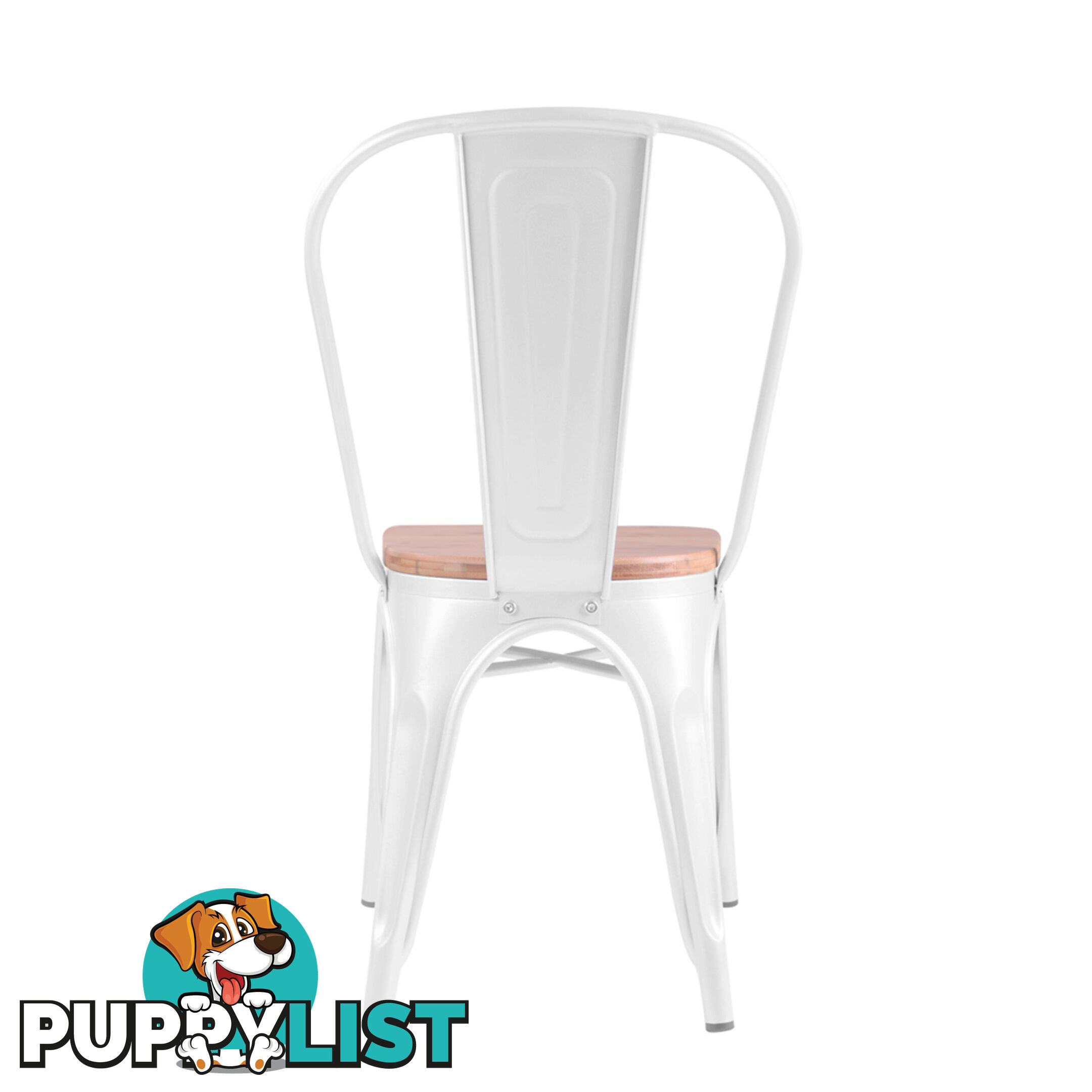 Set of 2 Replica Tolix Dining Metal Chair Bamboo Seat Gloss White