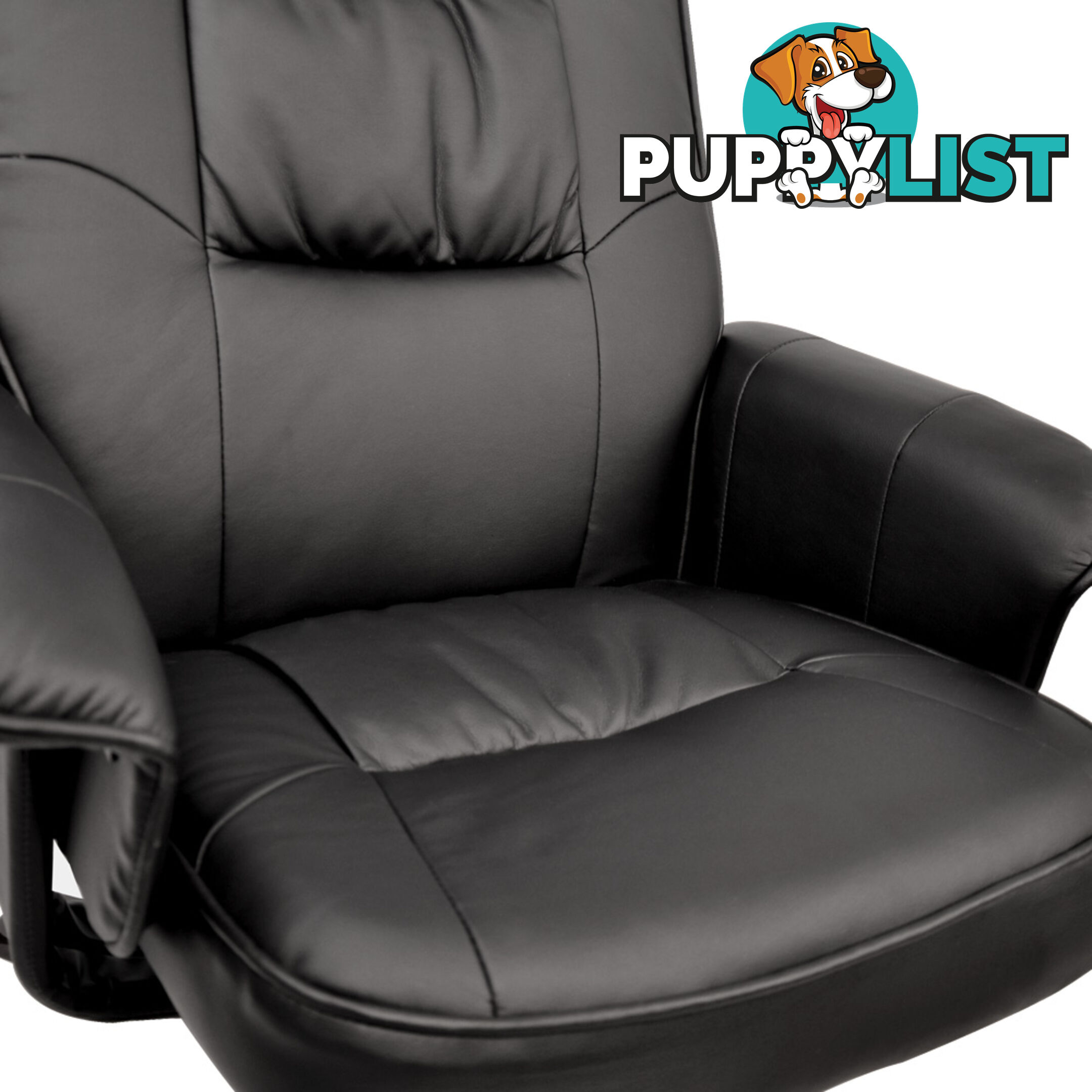 PU Leather Lounge Recliner Chair Ottoman Black