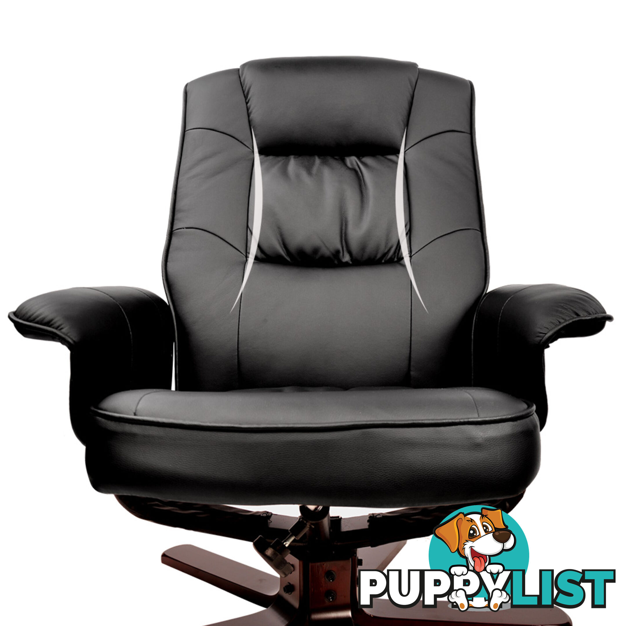 PU Leather Lounge Recliner Chair Ottoman Black