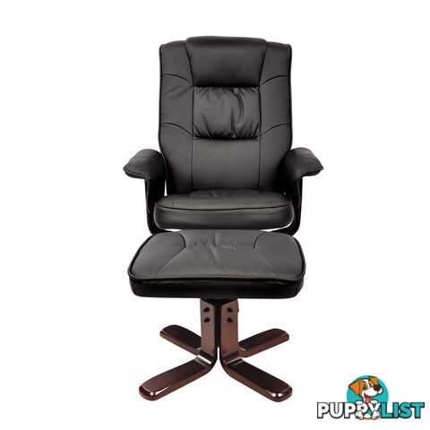 PU Leather Lounge Recliner Chair Ottoman Black