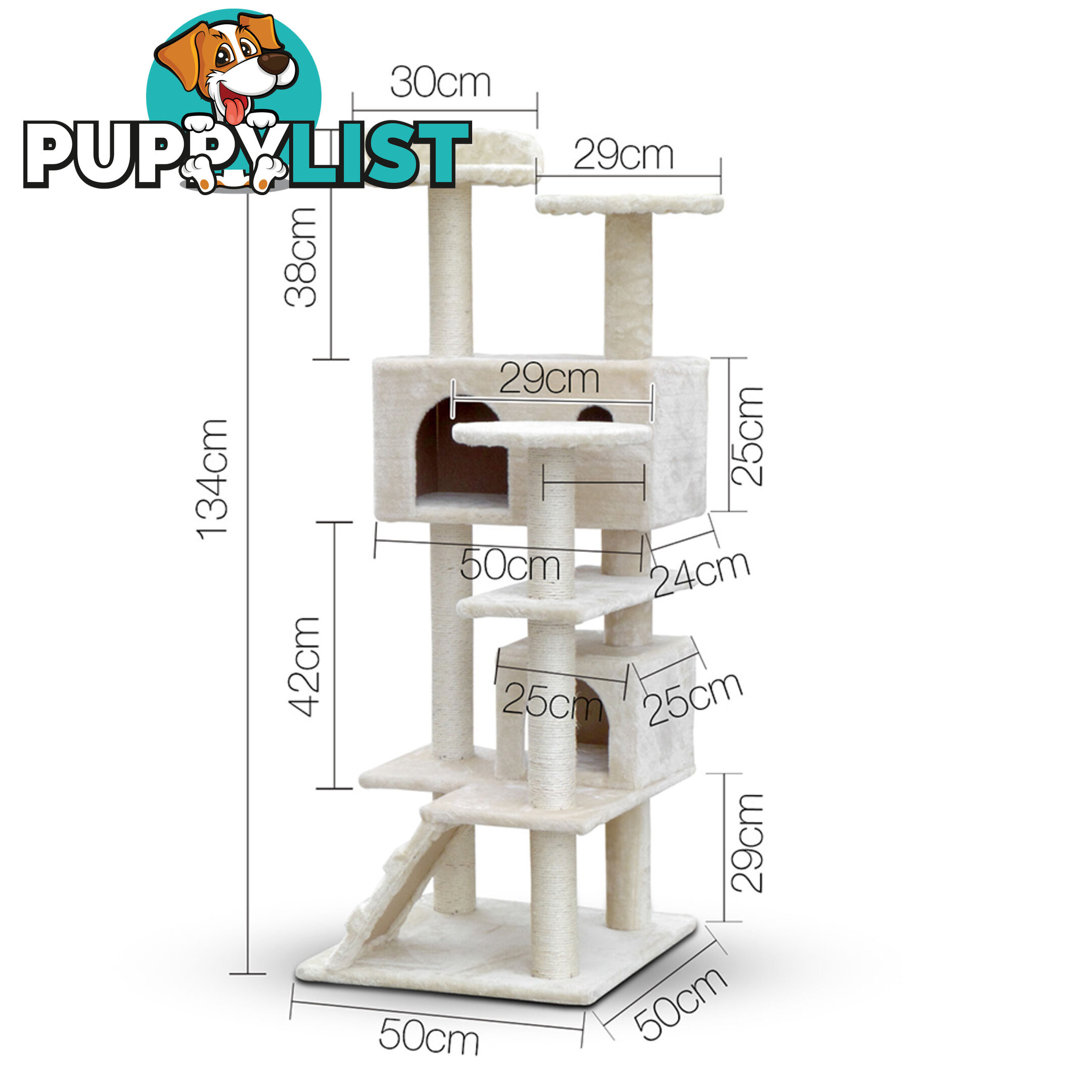 Cat Scratching Post  Tree House Condo 134cm Beige