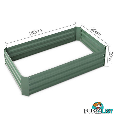 Galvanised Raised Garden Bed - 150 x 90 x 30cm - Green