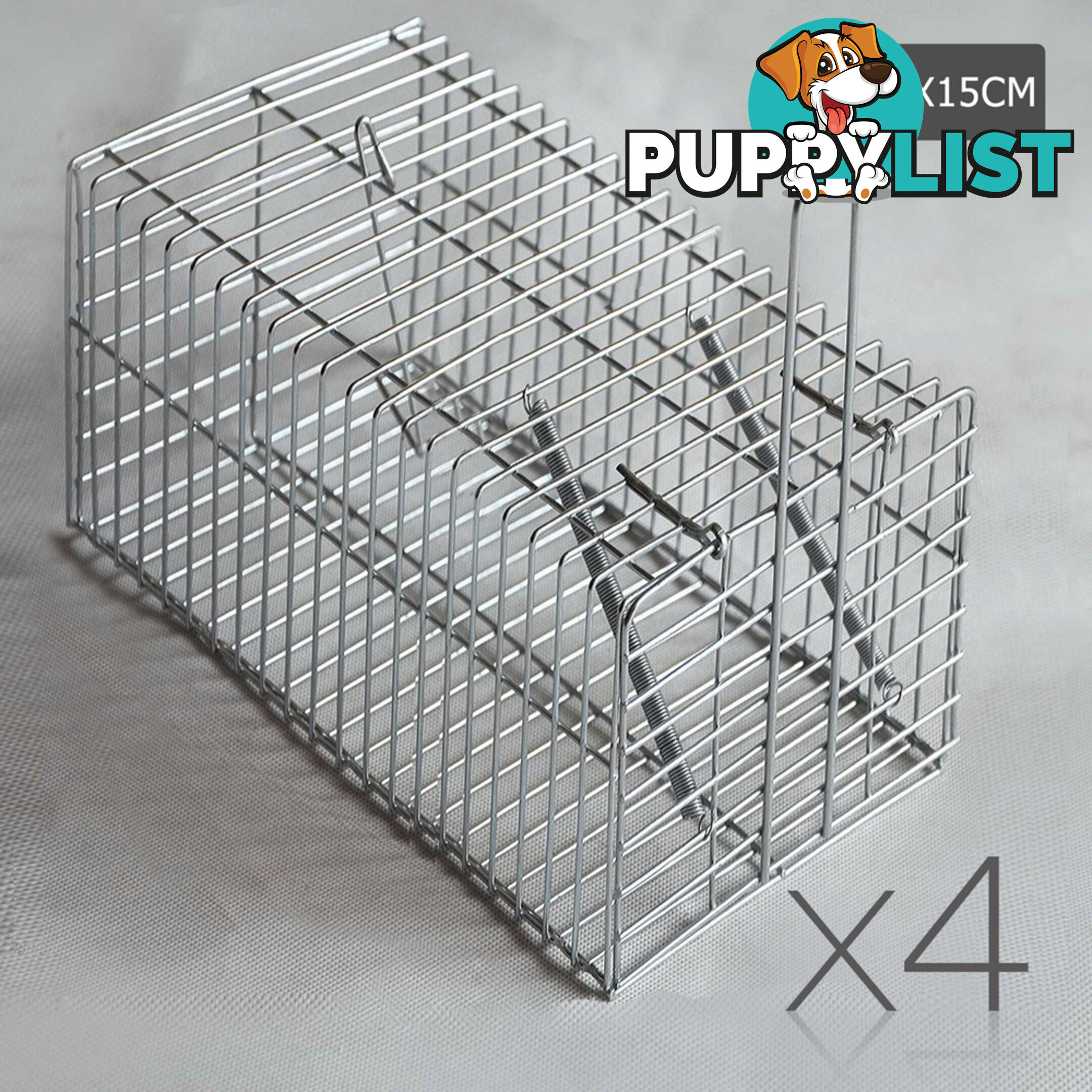 Set of 4 Humane Animal Trap Cage 29 x 15 x 15cm Silver