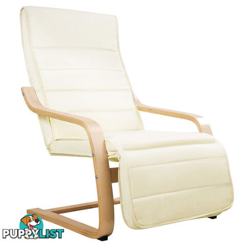 Birch Bentwood Adjustable Lounge Arm Chair w/ Fabric Cushion Beige