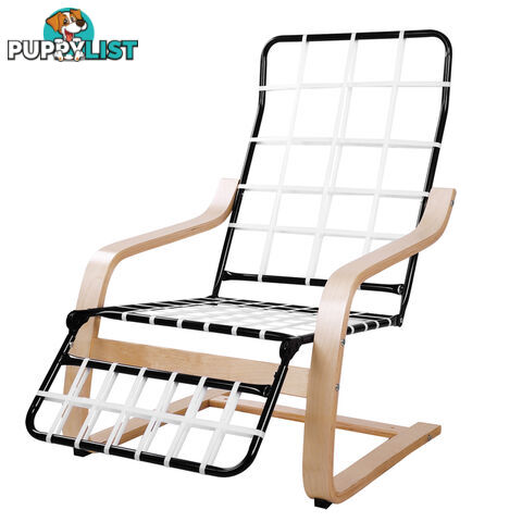 Birch Bentwood Adjustable Lounge Arm Chair w/ Fabric Cushion Beige