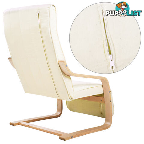 Birch Bentwood Adjustable Lounge Arm Chair w/ Fabric Cushion Beige