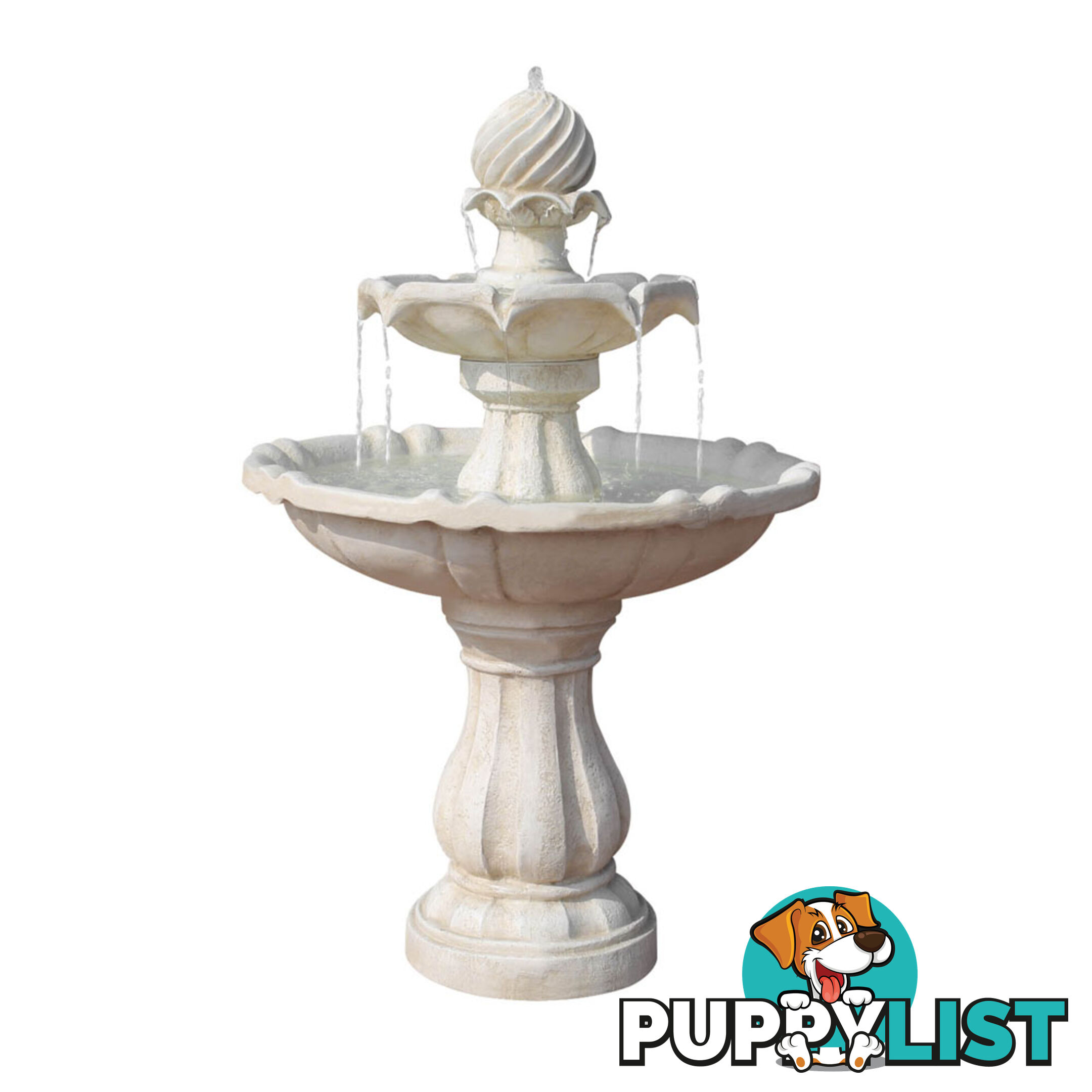 Solar Power Three-Tier Water Fountain Ivory