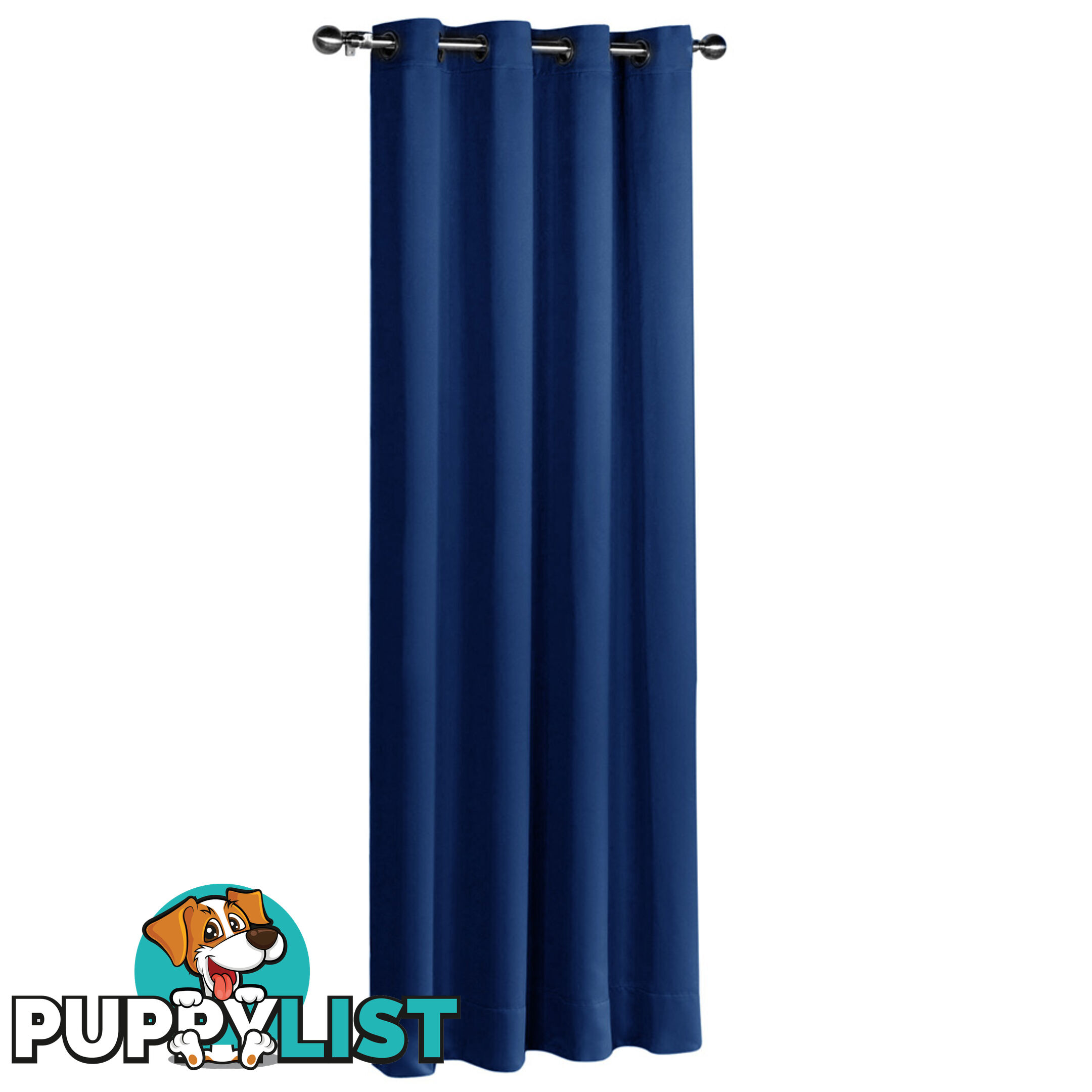 ArtQueen 3 Pass Eyelet Blockout Curtain Navy 180cm