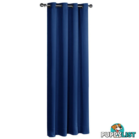 ArtQueen 3 Pass Eyelet Blockout Curtain Navy 180cm