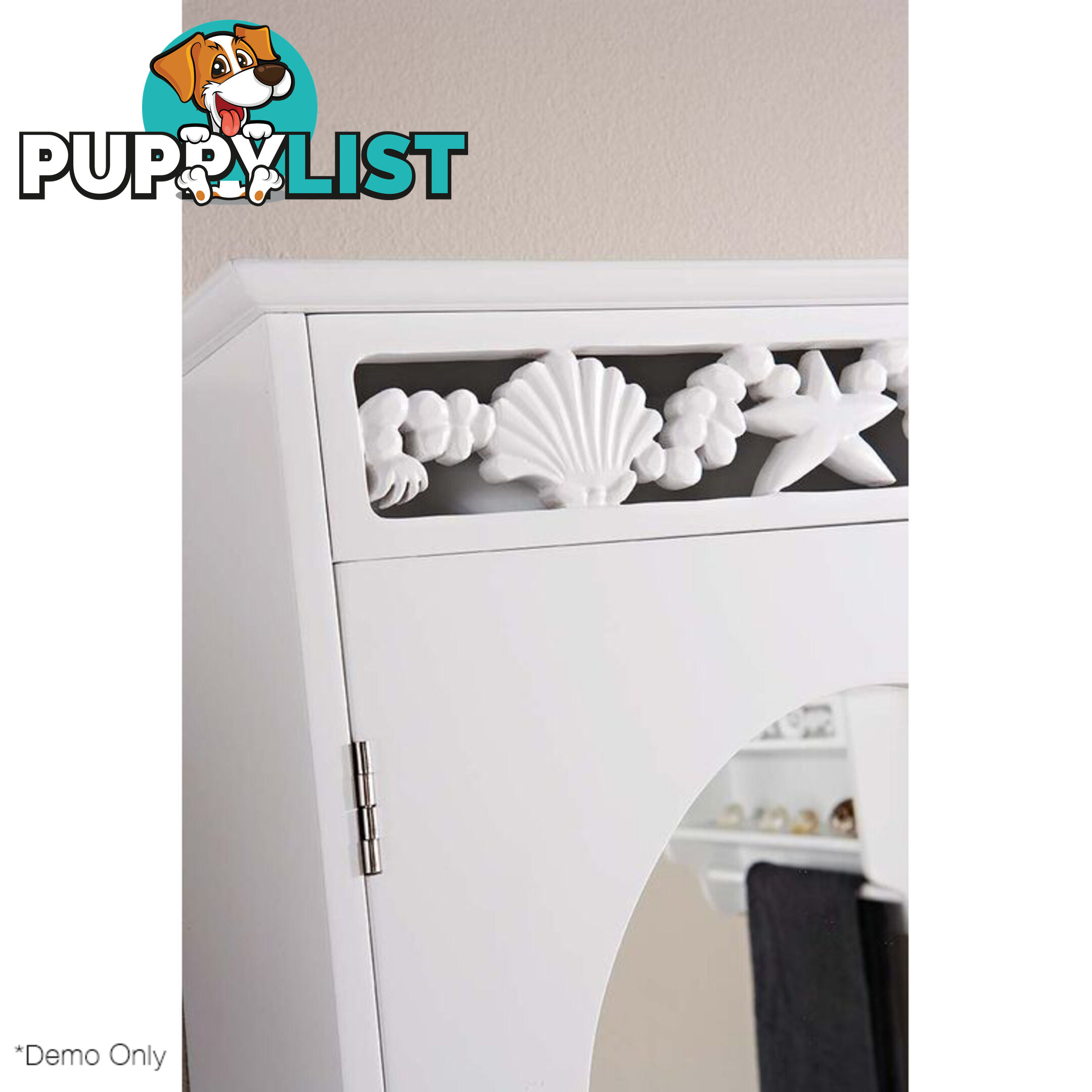 Coastal Mirrored Wall Cabinet in WHITE