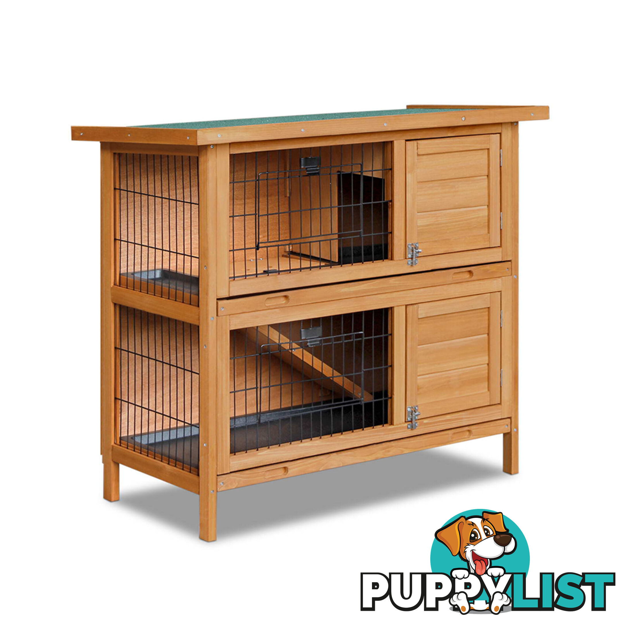 Double Storey Rabbit Hutch with Foldable Ramp