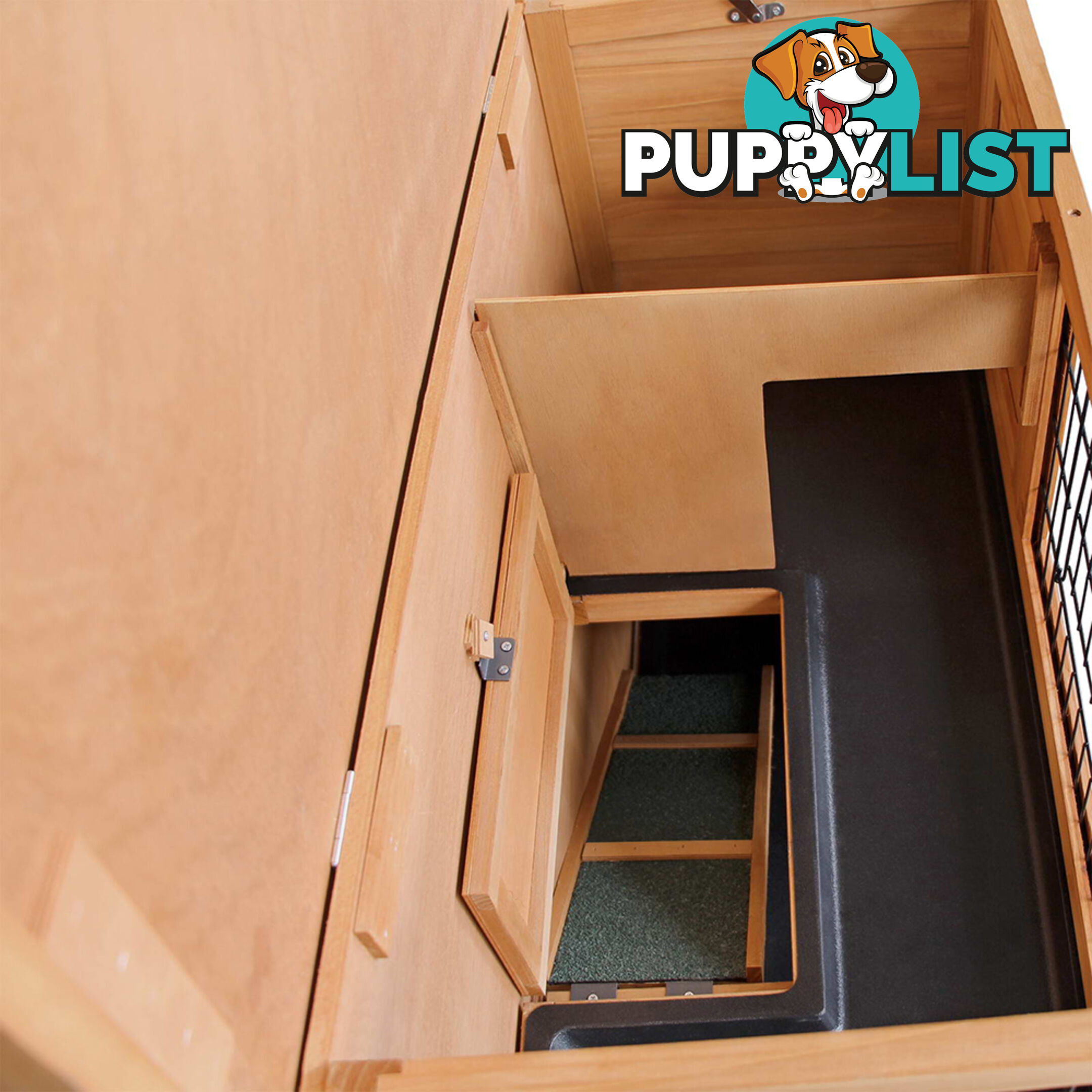 Double Storey Rabbit Hutch with Foldable Ramp