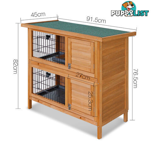 Double Storey Rabbit Hutch with Foldable Ramp