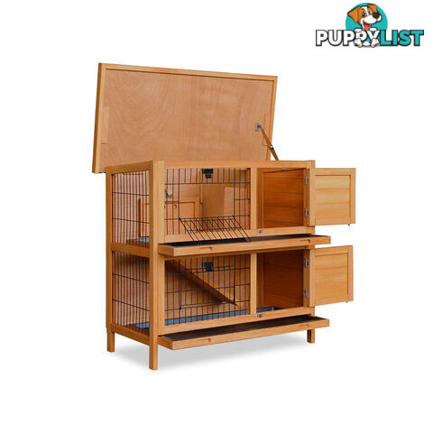 Double Storey Rabbit Hutch with Foldable Ramp