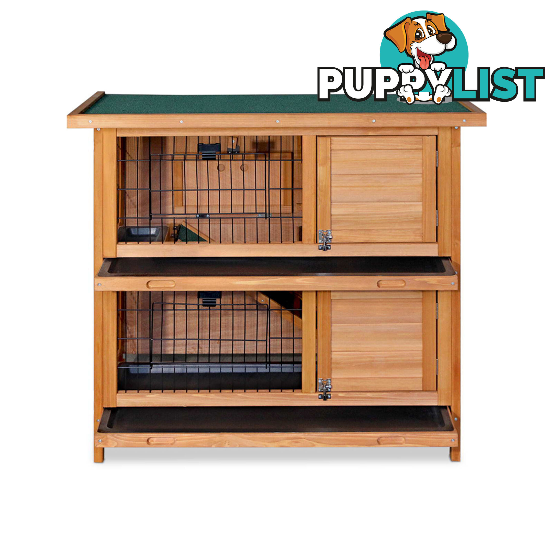 Double Storey Rabbit Hutch with Foldable Ramp