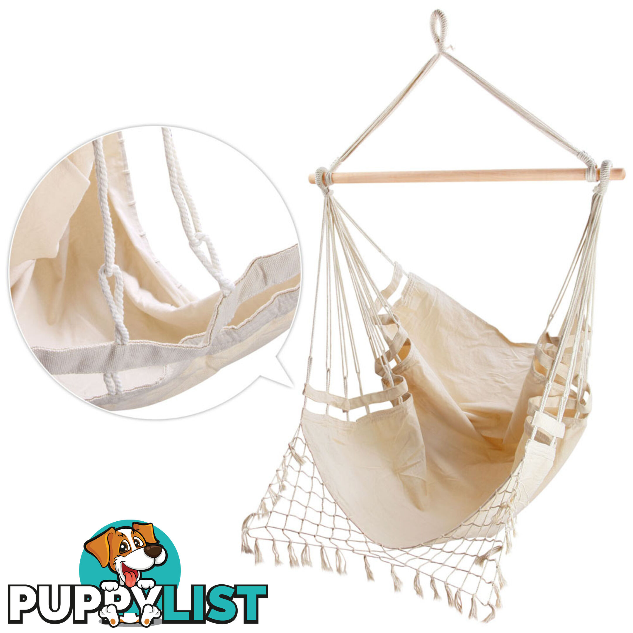 Creamy White Hanging Hammock Chair