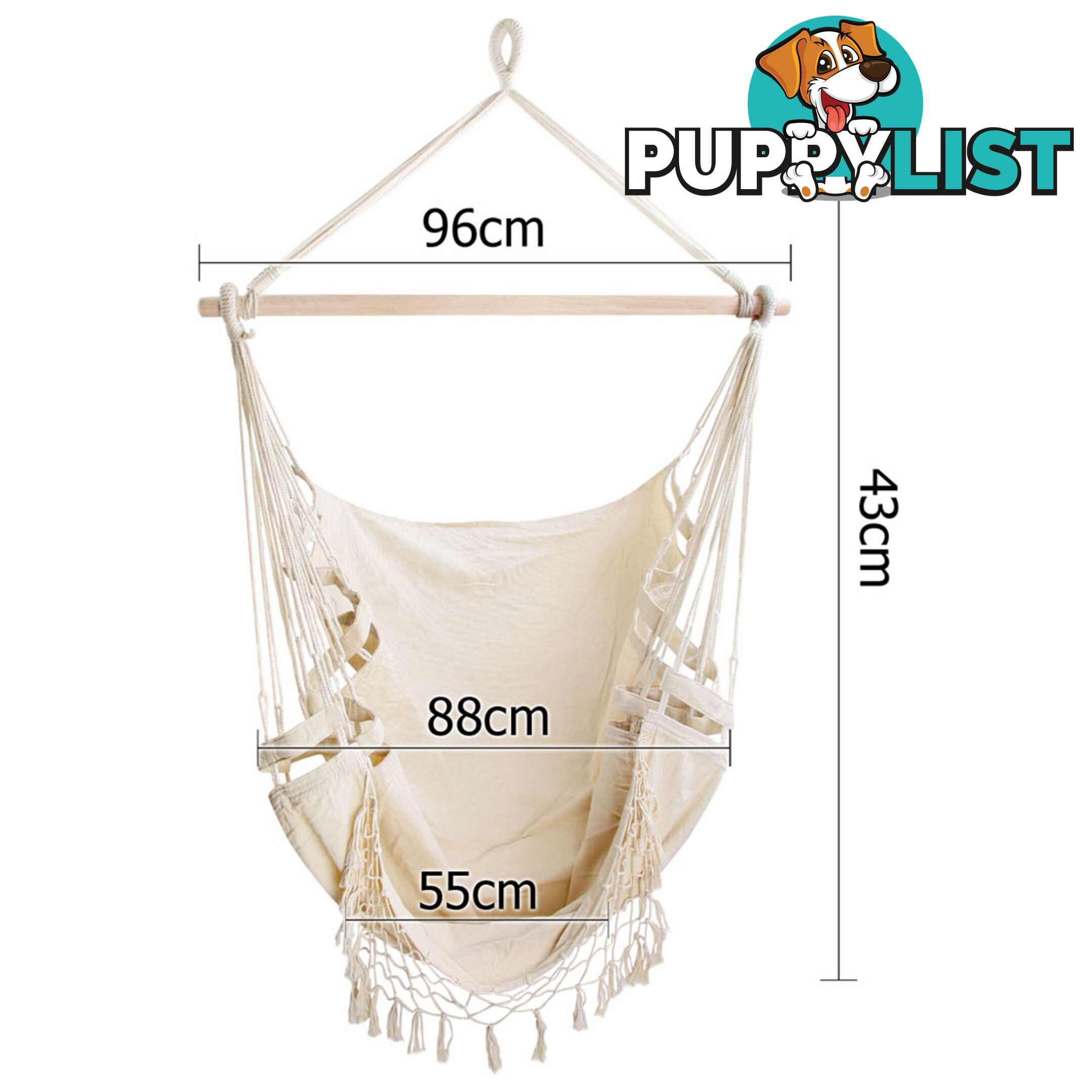 Creamy White Hanging Hammock Chair