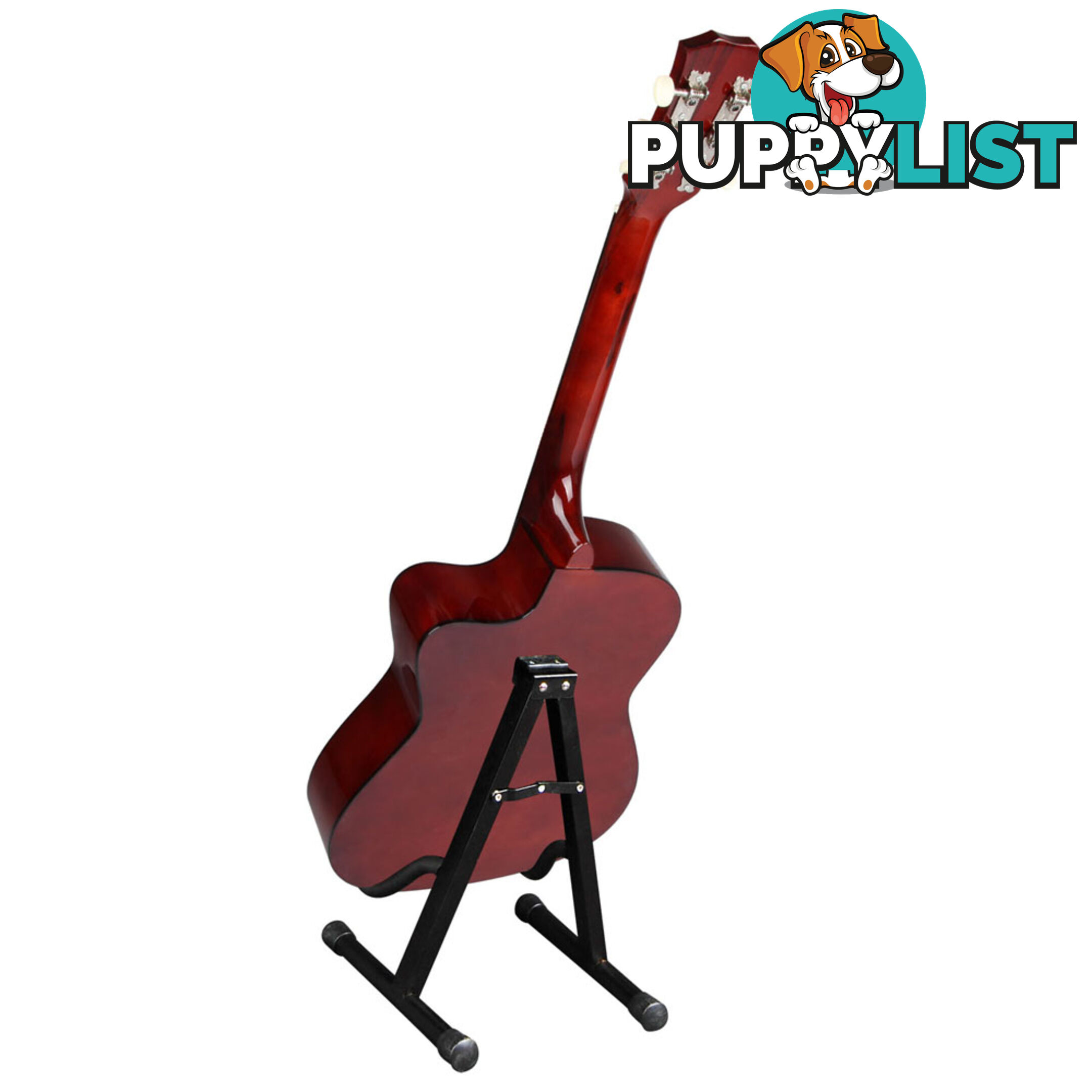 Acoustic Cutaway Guitar Natural w/ Steel String Stand Strap