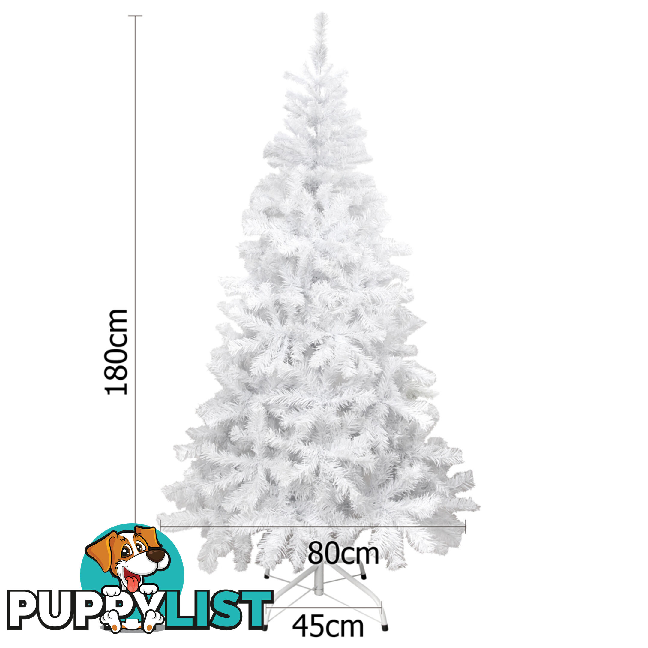 Christmas Tree w/ Ornament 180cm White