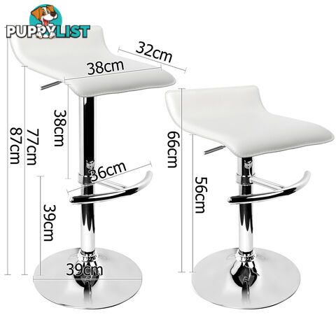 Set of 2 PVC Leather Kitchen Bar Stool White