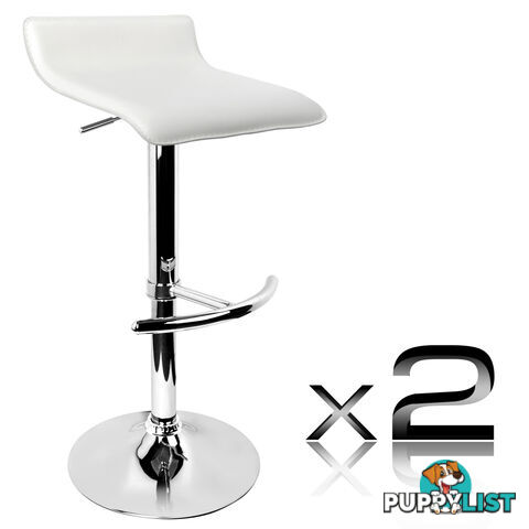 Set of 2 PVC Leather Kitchen Bar Stool White