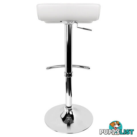 Set of 2 PVC Leather Kitchen Bar Stool White