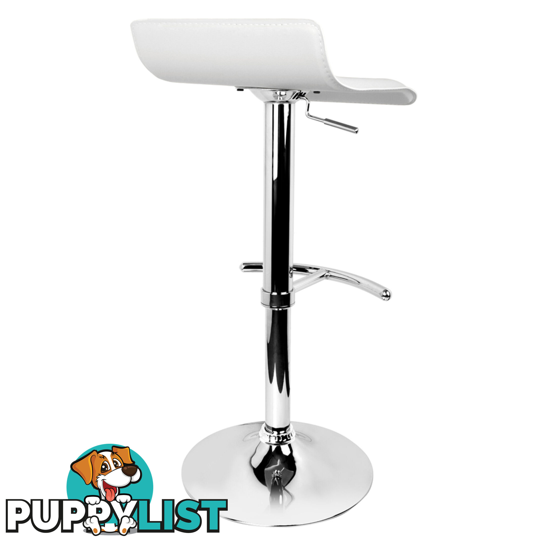 Set of 2 PVC Leather Kitchen Bar Stool White