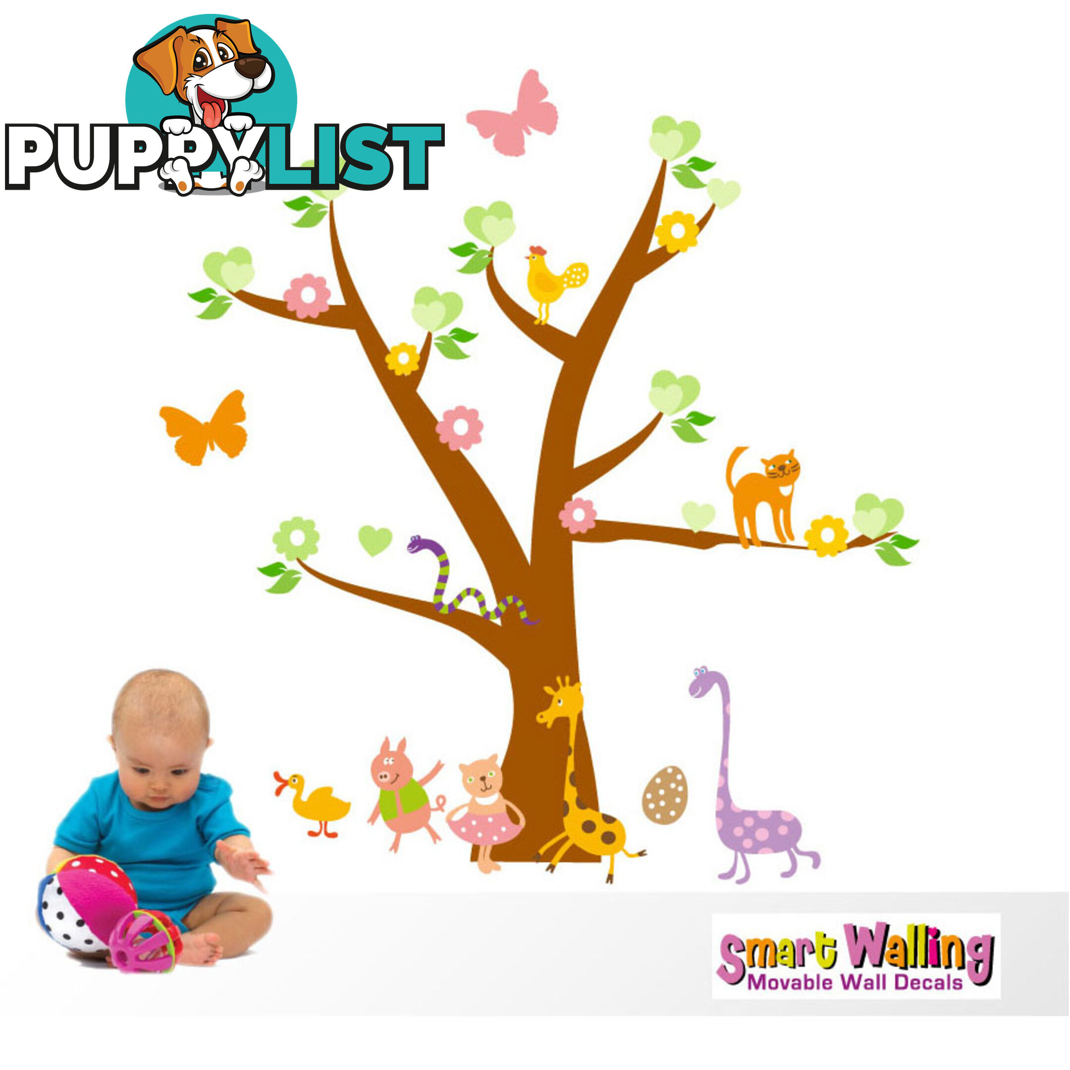 Tree with Cute Animals Wall Stickers - Totally Movable