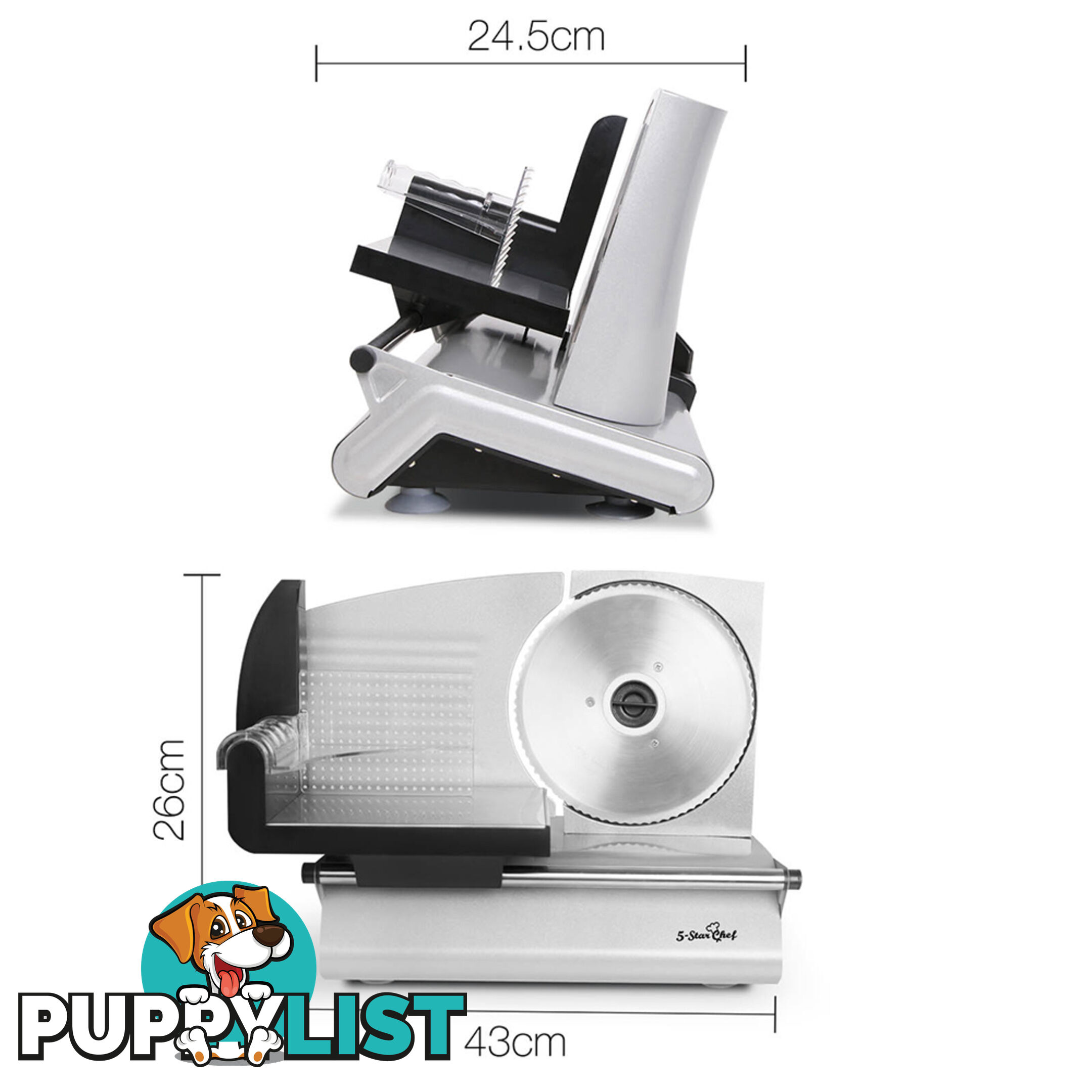 150W  Meat Slicer with Stainless Steel Blade - Silver