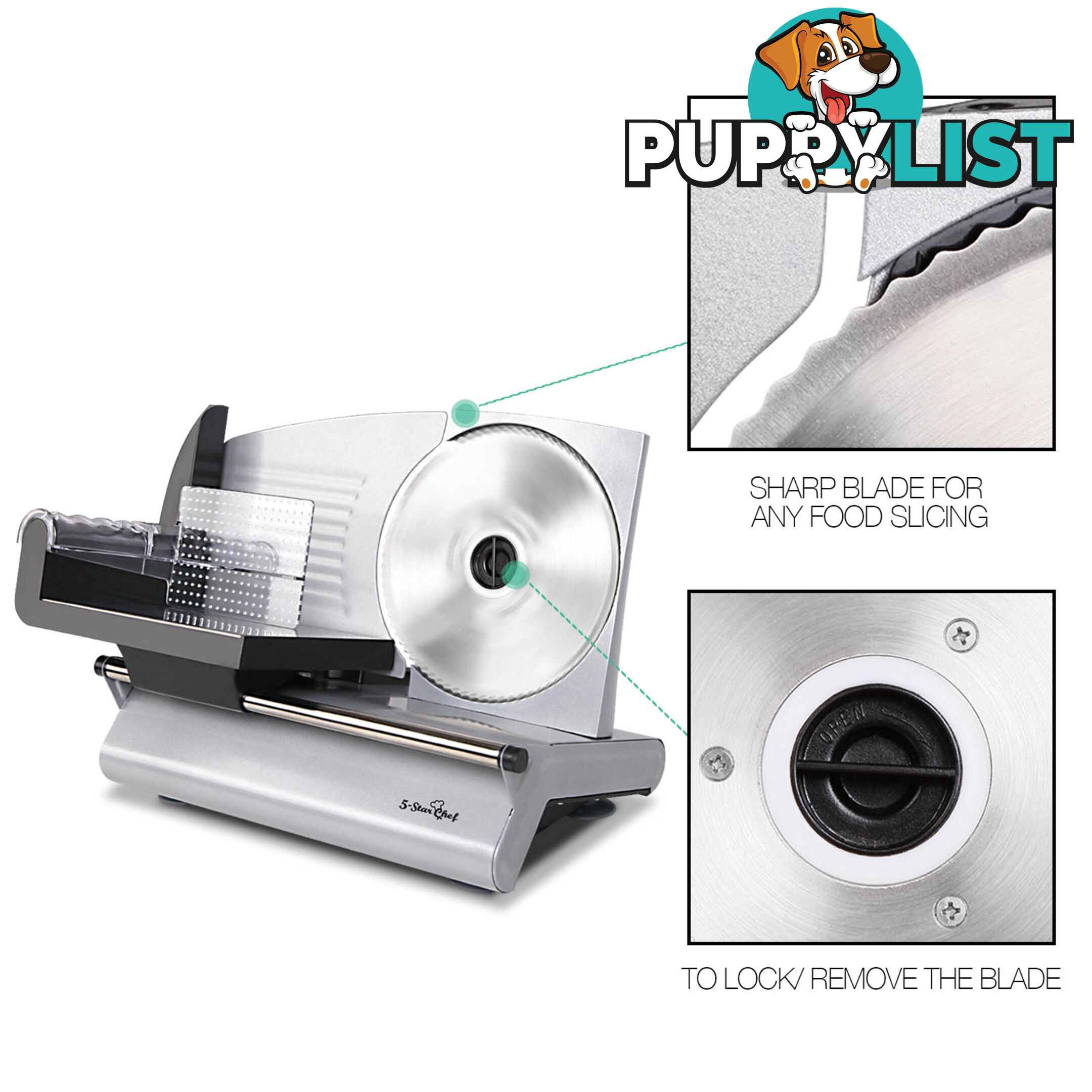 150W  Meat Slicer with Stainless Steel Blade - Silver