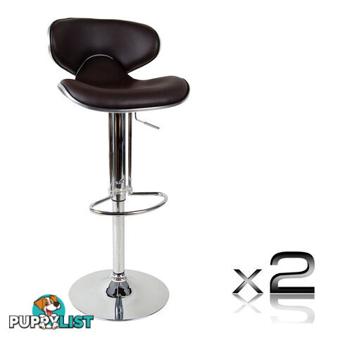 Set of 2 PU Leather Kitchen Bar Stool Chocolate