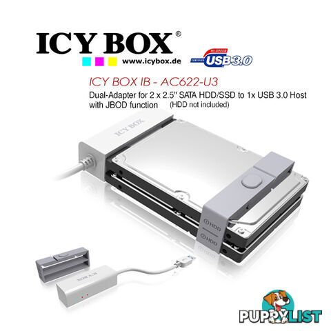 ICY BOX (IB-AC622-U3)Dual-Adapter 2.5" SATA HDD/SSD USB 3.0 Host JBOD Function