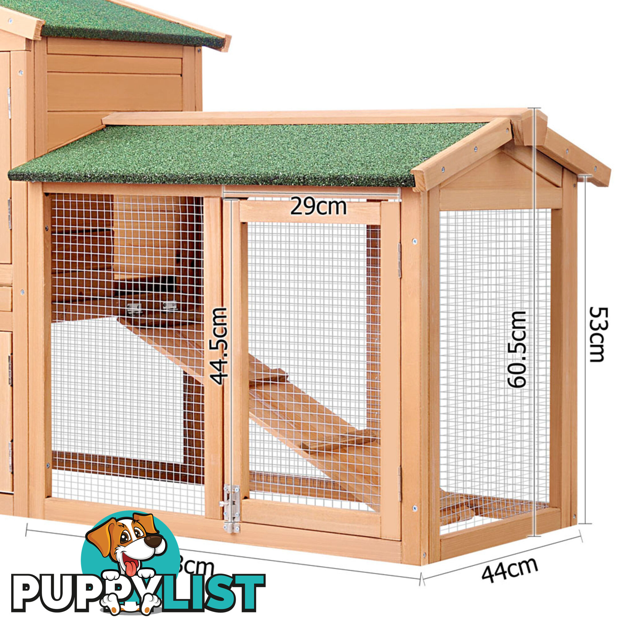 Rabbit Hutch Chicken Coop Cage Guinea Pig Ferret House w/ 2 Storeys Run