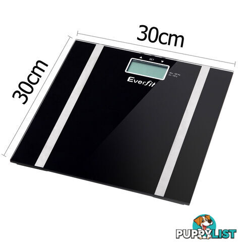 Electronic Digital Body Fat & Hydration Bathroom Glass Scale Black