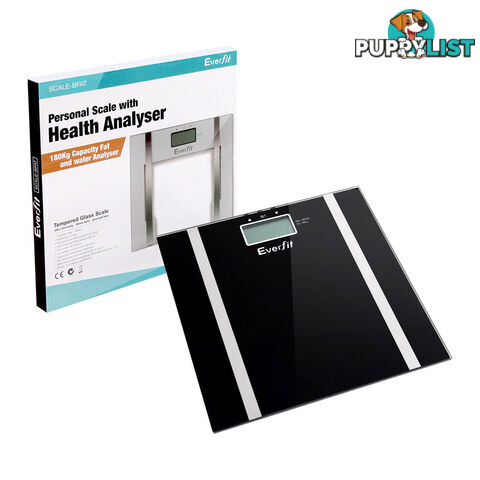 Electronic Digital Body Fat & Hydration Bathroom Glass Scale Black