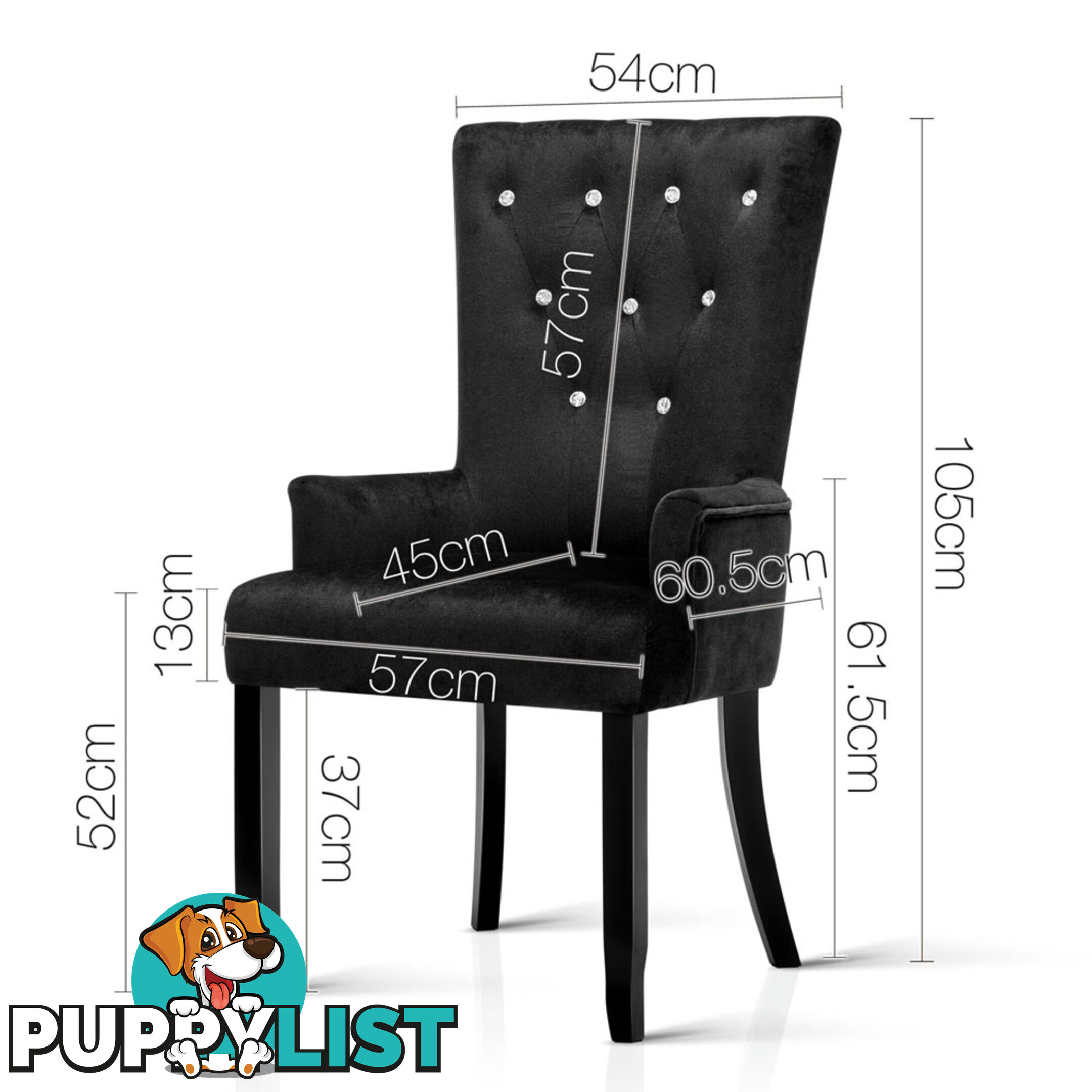 French Provincial Dining Chair - Black