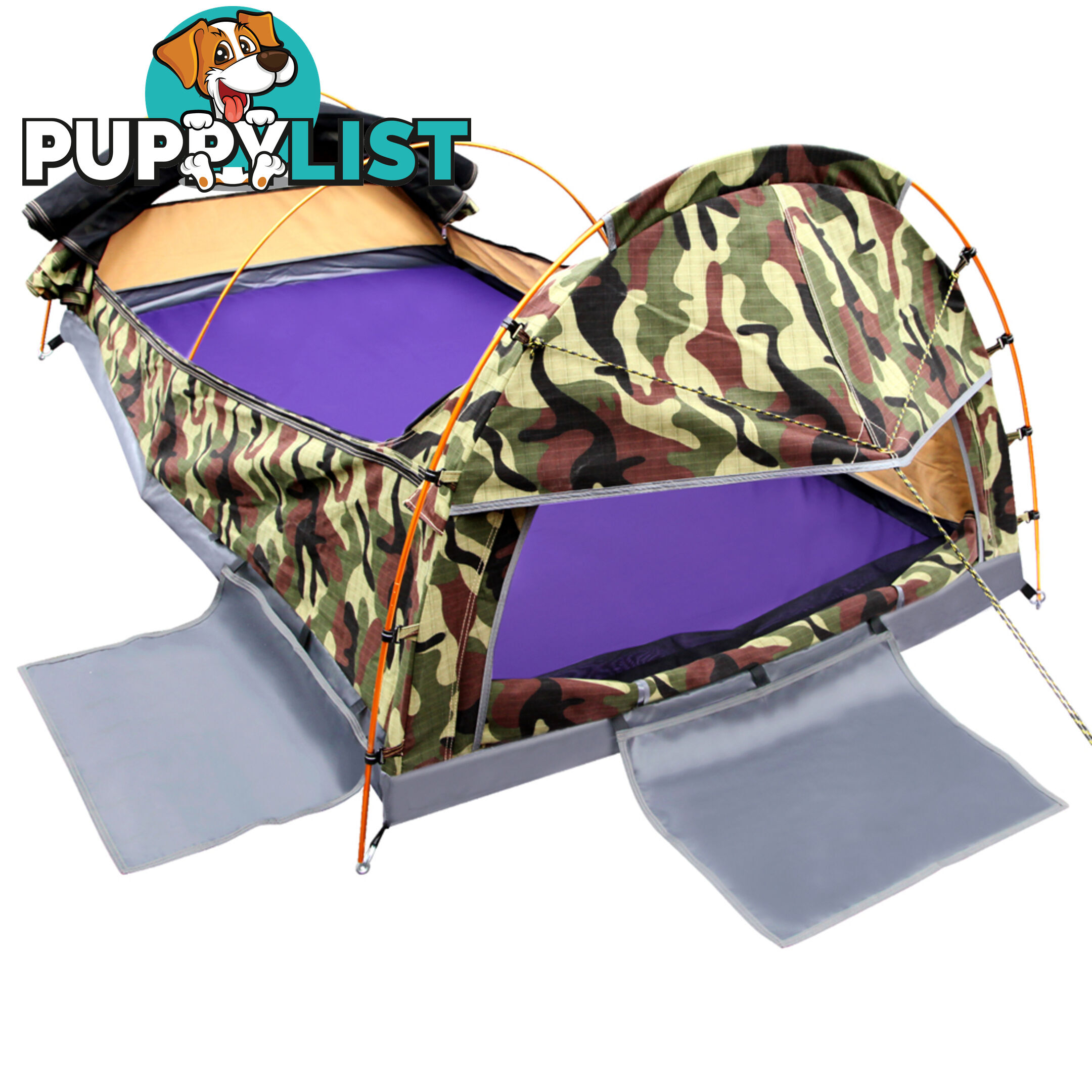 Double Camping Canvas Swag Tent Green Camouflage w/ Bag