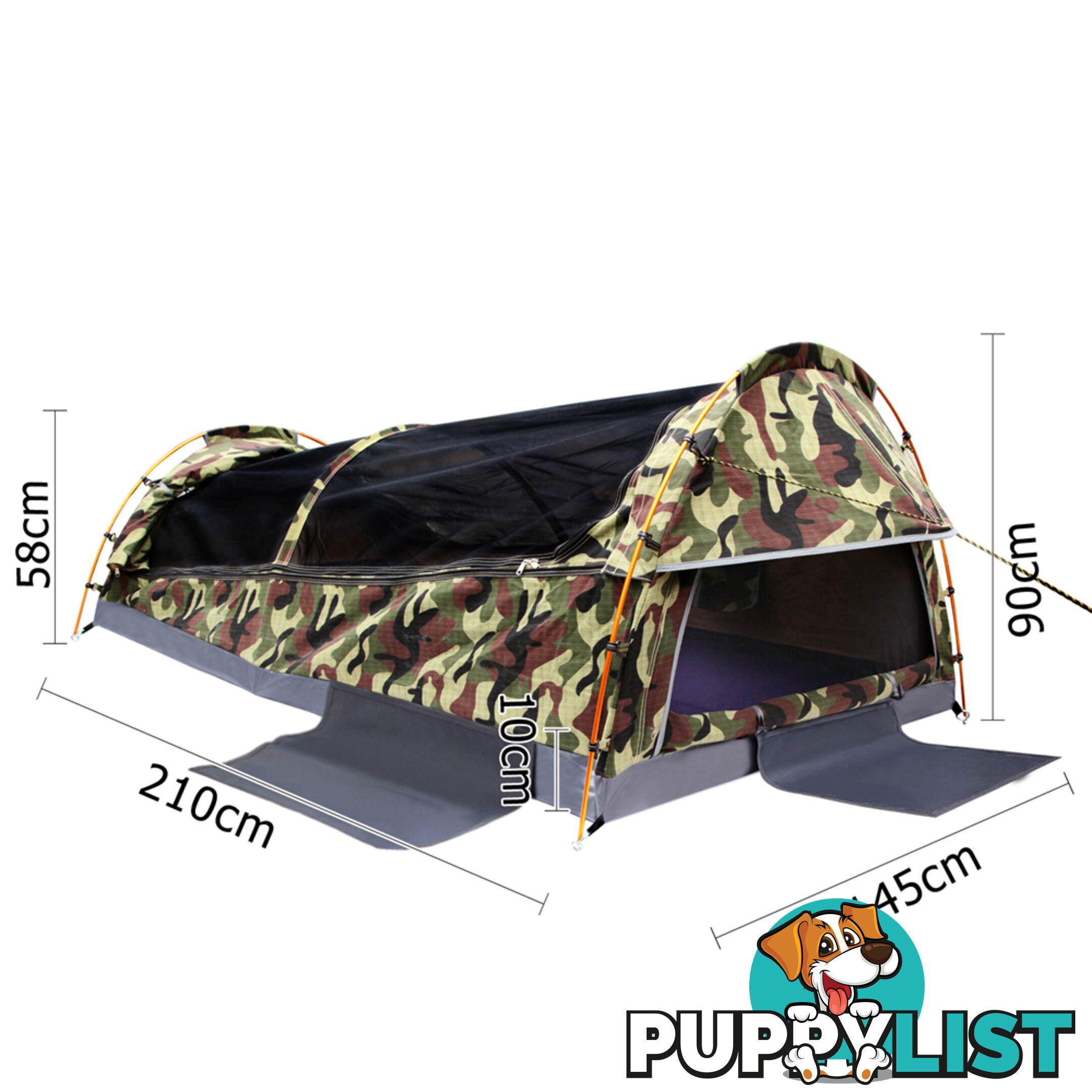 Double Camping Canvas Swag Tent Green Camouflage w/ Bag