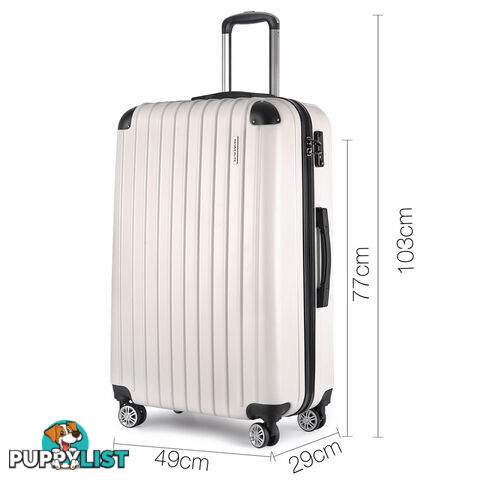 Set of 3 Hard Shell Travel Luggage with TSA Lock - White